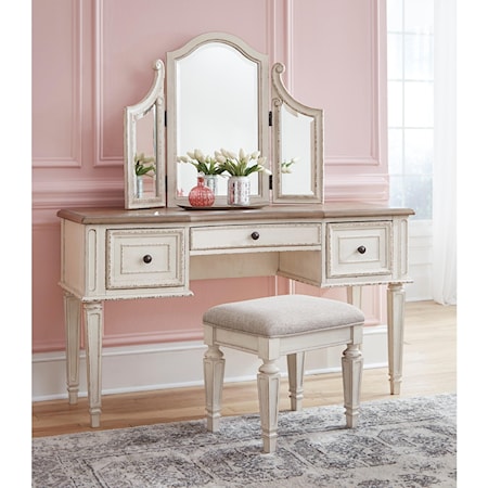 Vanity/Mirror/Stool Set