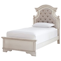 Twin Upholstered Panel Bed with Button Tufting