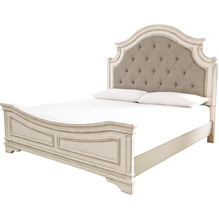 Queen Upholstered Panel Bed with Button Tufting