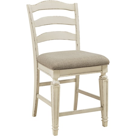 Counter Height Upholstered Barstool with Ladderback