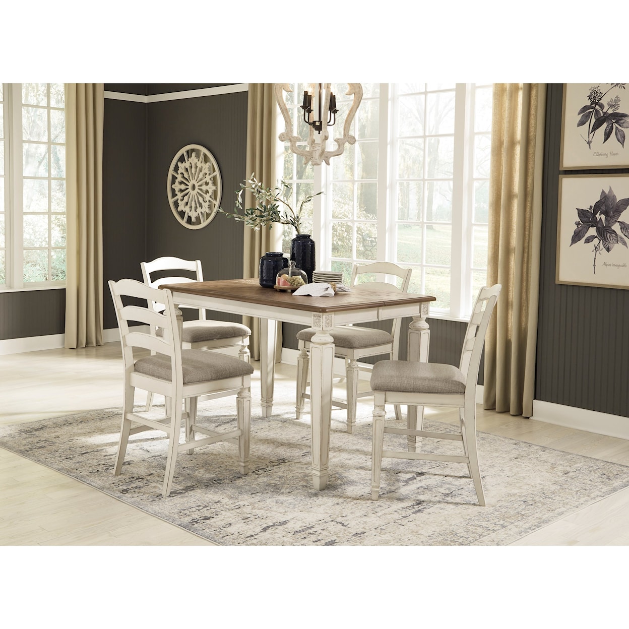 Signature Design by Ashley Realyn 7-Piece Counter Extension Table Set