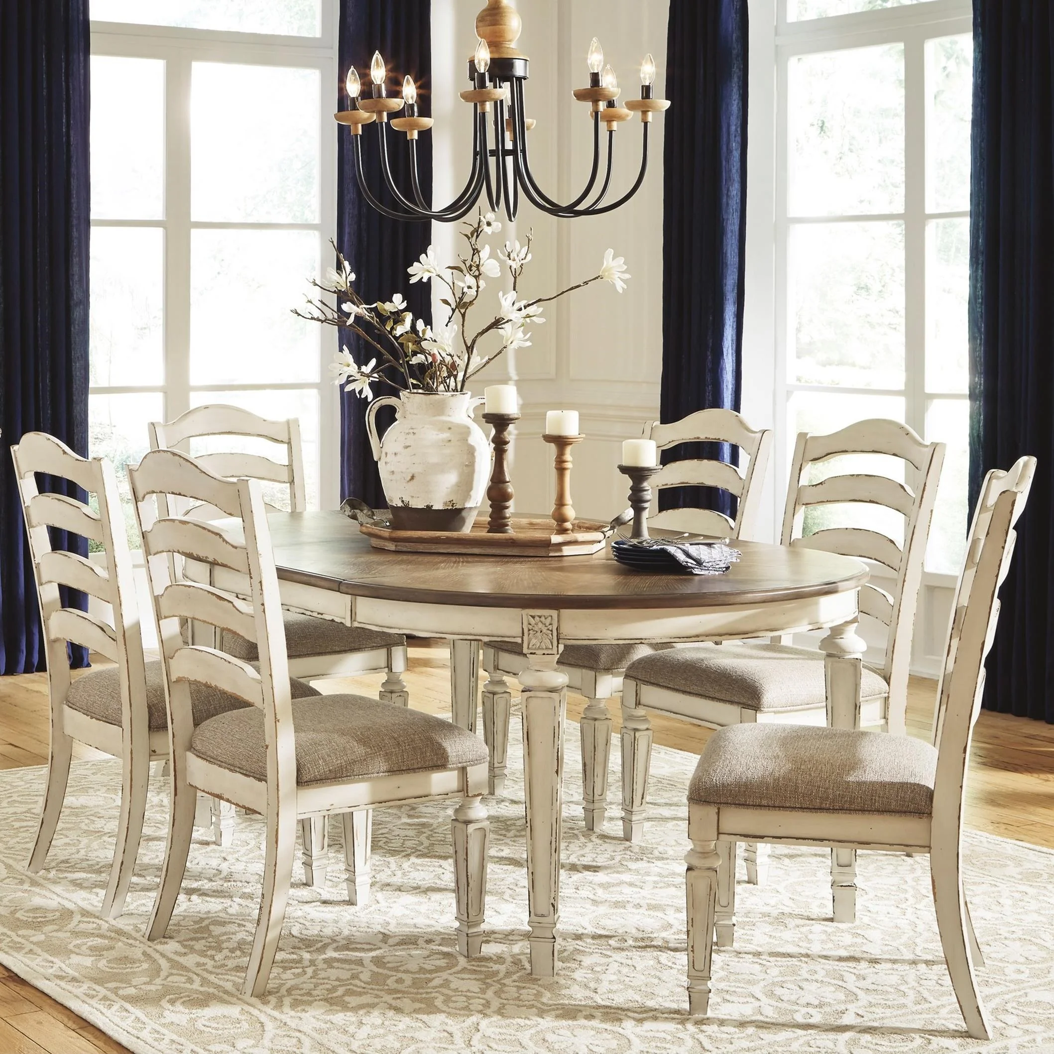 Ashley Furniture Signature Design Realyn D743D11 Dining Table And 6 ...