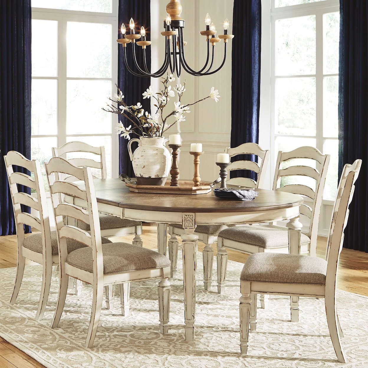 Signature Design by Ashley Realyn 7-Piece Table and Chair Set