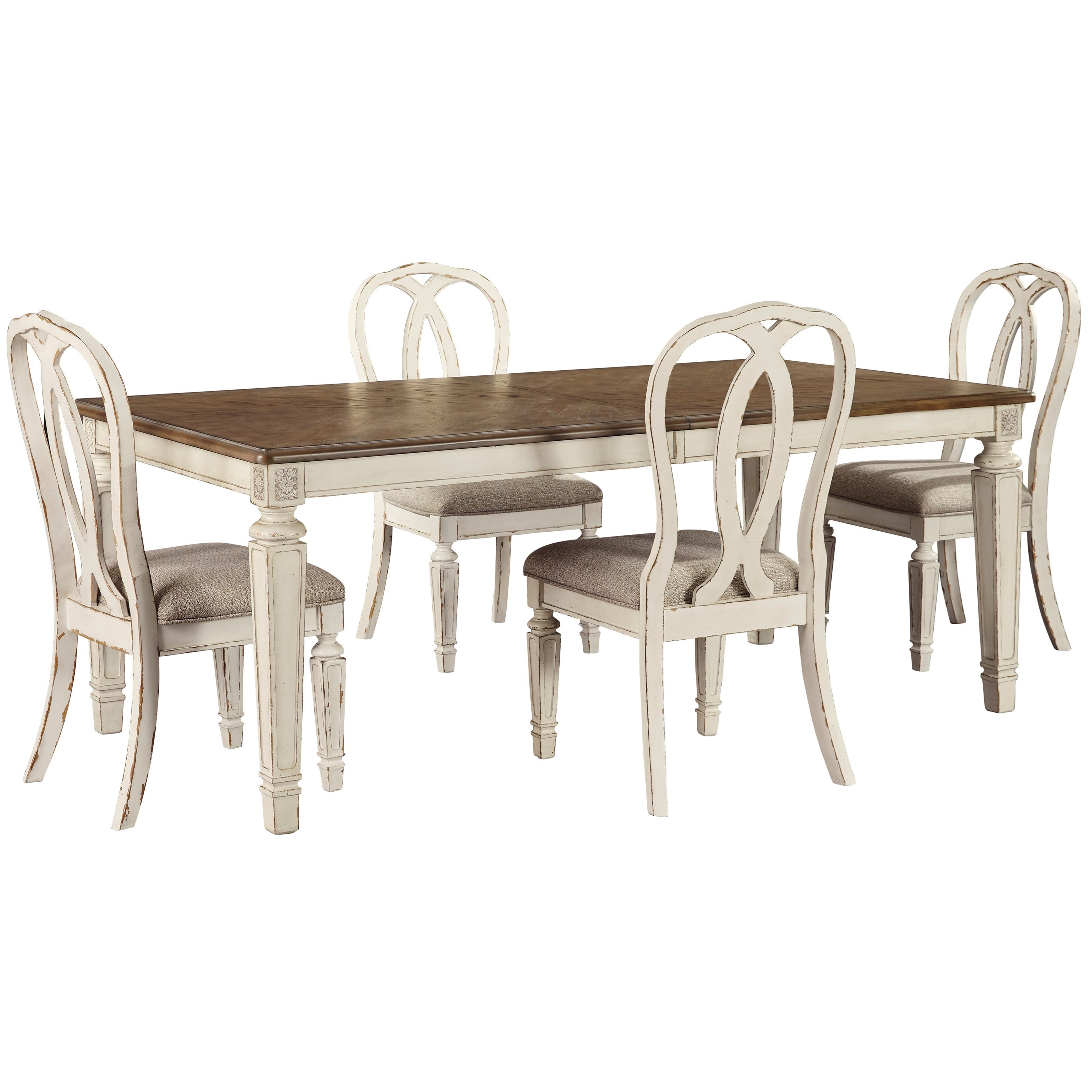 Signature Design By Ashley Realyn 5 Piece Rectangular Table And Chair Set Furniture Mart Colorado Table Chair Set 5 Pc