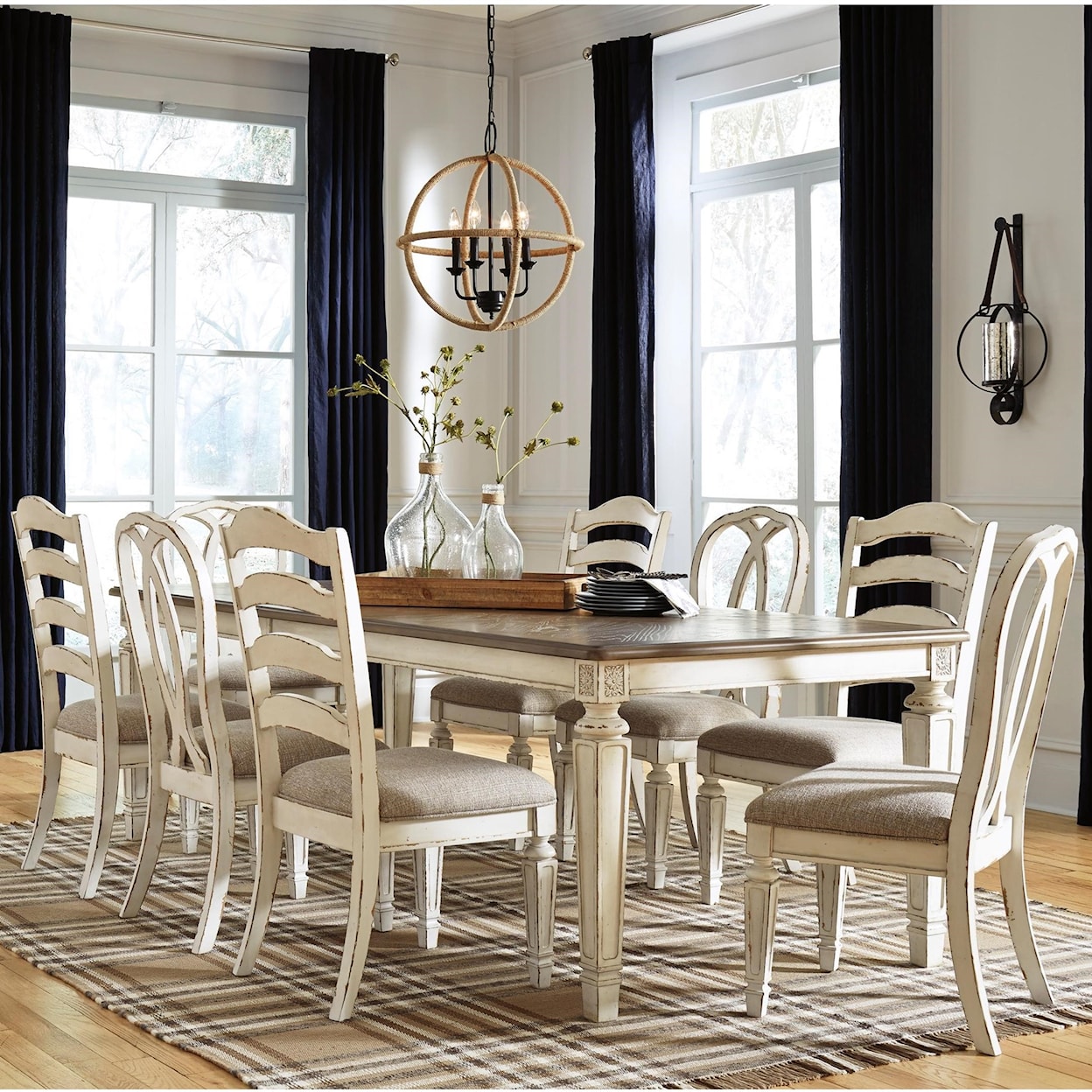 Signature Design by Ashley Realyn 9-Piece Table and Chair Set