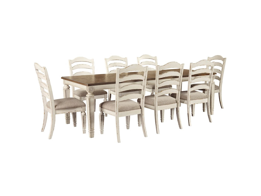 Signature Design by Ashley Realyn 9-Piece Rectangular Table and Chair ...