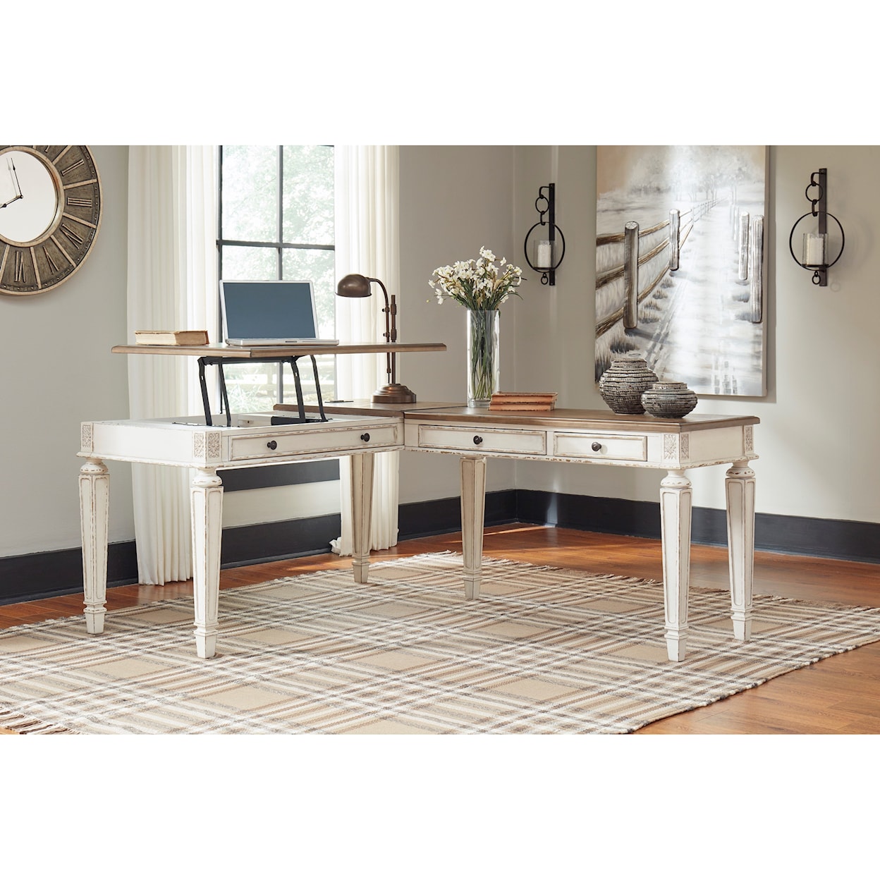 Signature Design by Ashley Realyn L Shape Desk with Lift Top