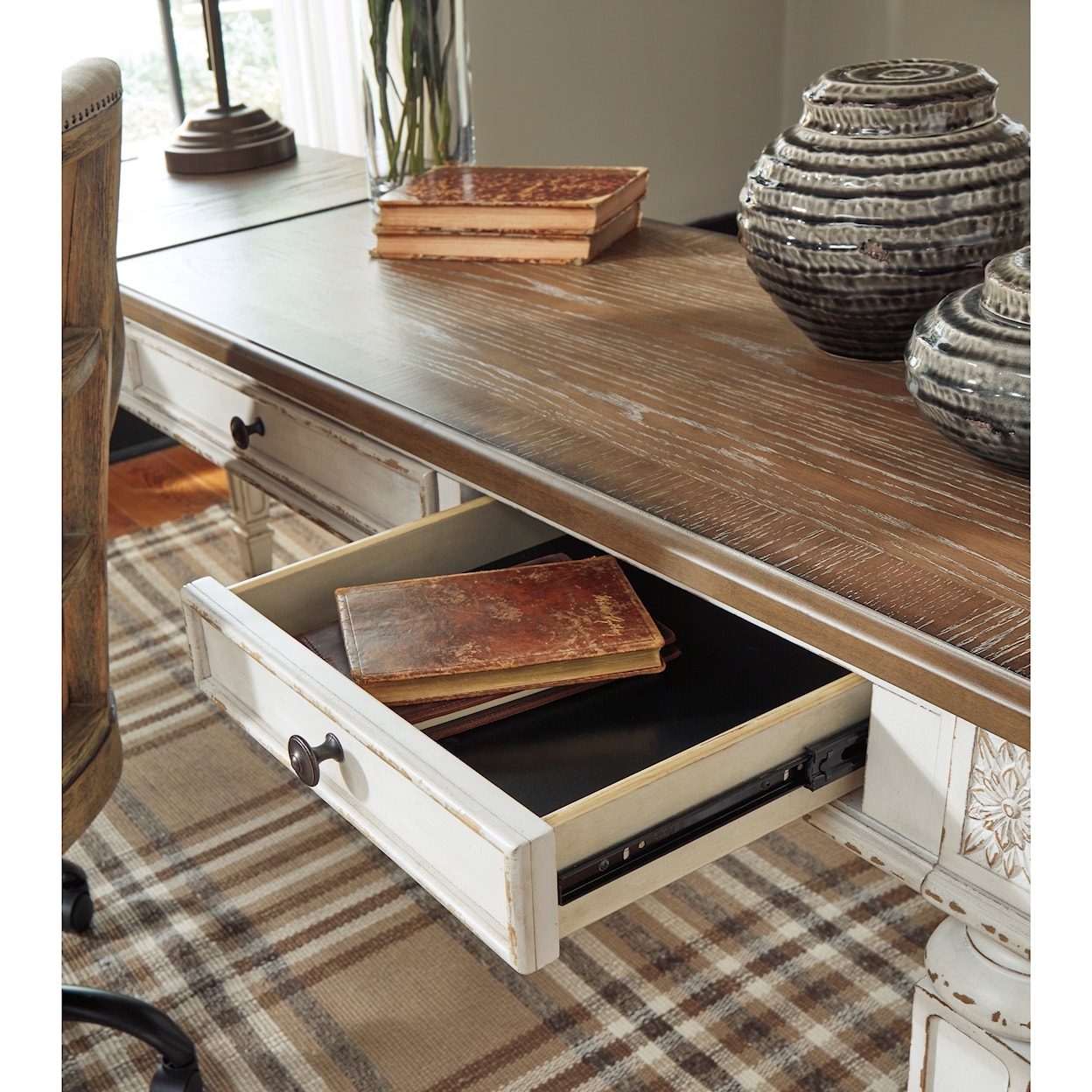 Signature Design by Ashley Realyn L-Shape Desk with Lift Top