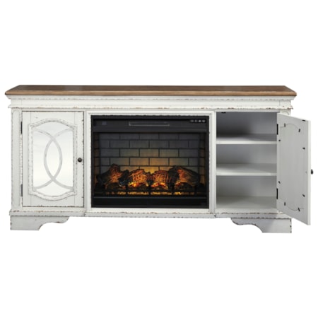 Extra Large TV Stand with Fireplace Insert