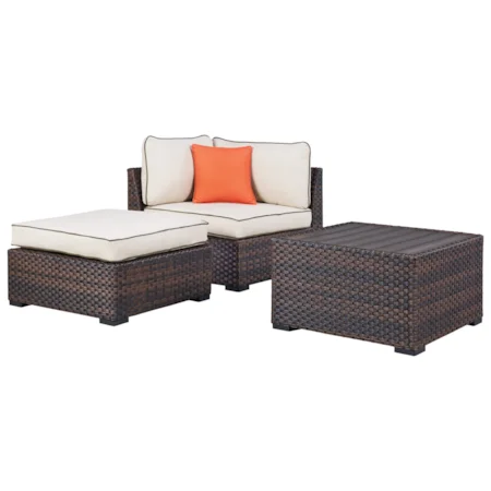 Corner Chair and Ottoman with Coffee Table