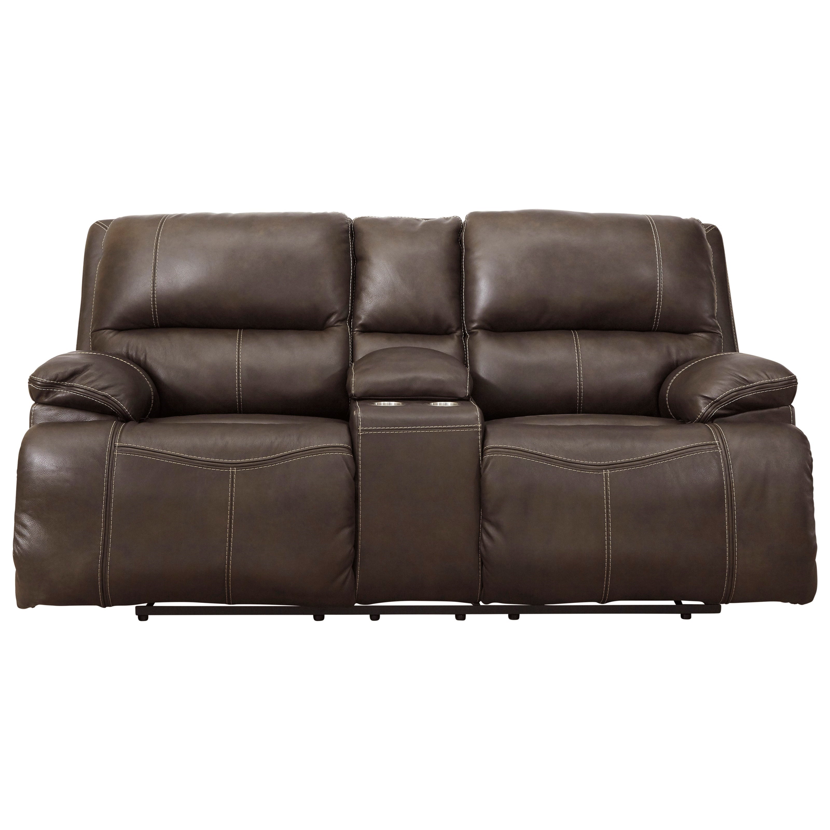 Trampton power reclining console outlet loveseat with headrest and lumbar
