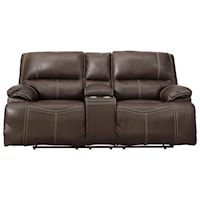 Leather Match Power Reclining Loveseat w/ Adj. Headrests