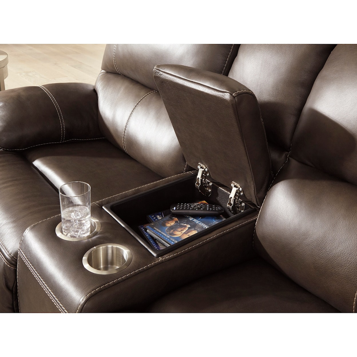 Signature Design by Ashley Ricmen Power Reclining Loveseat w/ Adj. Headrests