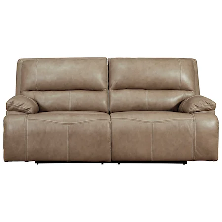 Leather Match 2-Seat Power Reclining Sofa w/ Adj Headrests