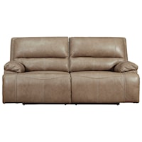 Leather Match 2-Seat Power Reclining Sofa w/ Adj Headrests