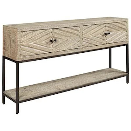 Console Sofa Table with Carved Door Fronts