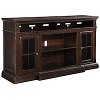 Extra Large TV Stand with Breakfront & 2 Glass Doors