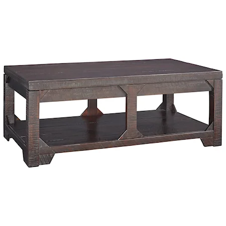 Rustic Lift-Top Cocktail Table with Shelf