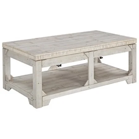 Rustic Lift Top Cocktail Table with Shelf