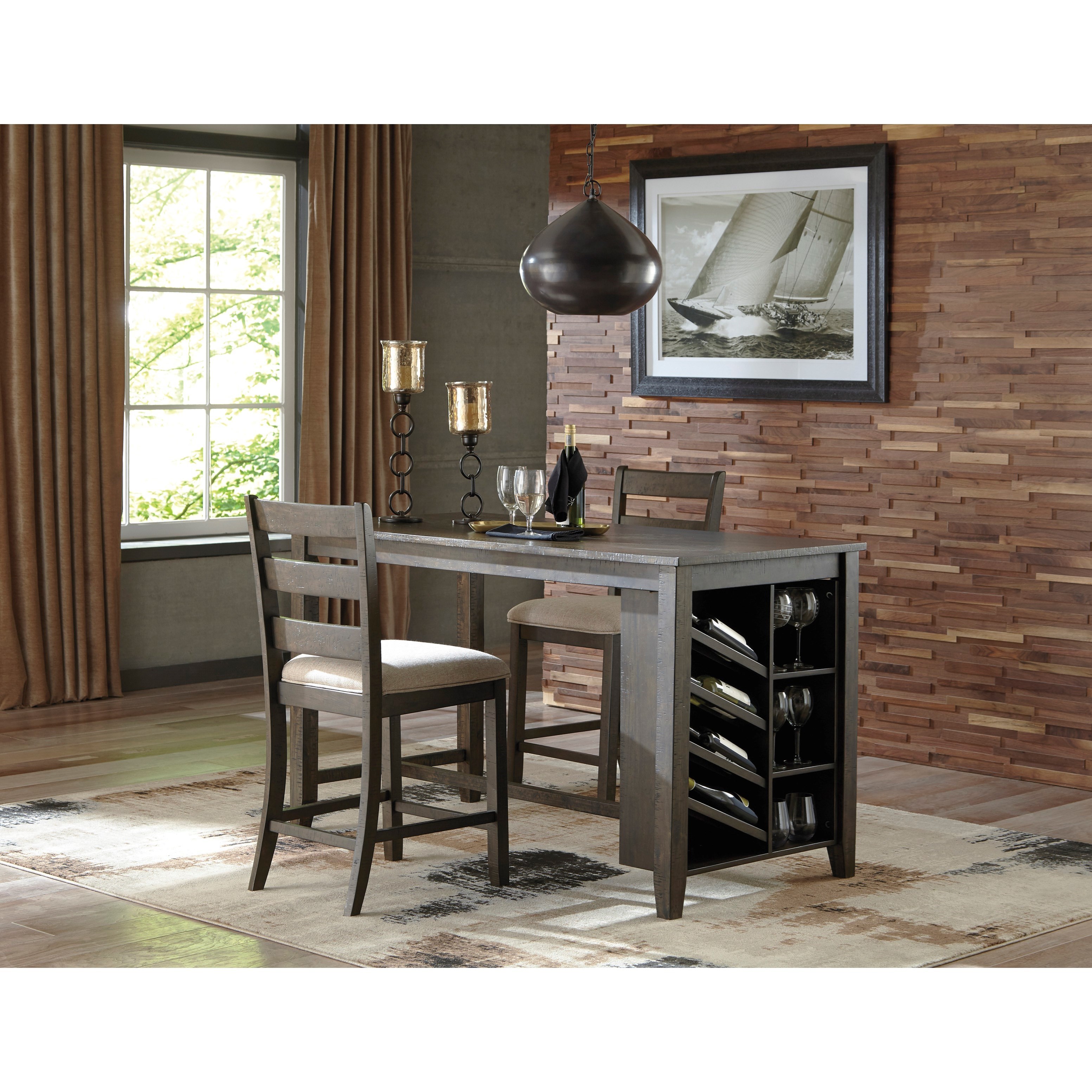 Ashley Furniture Signature Design Rokane D397 124 Counter Height Upholstered Barstool with Ladder Back Del Sol Furniture Dining Chair Bar Stool