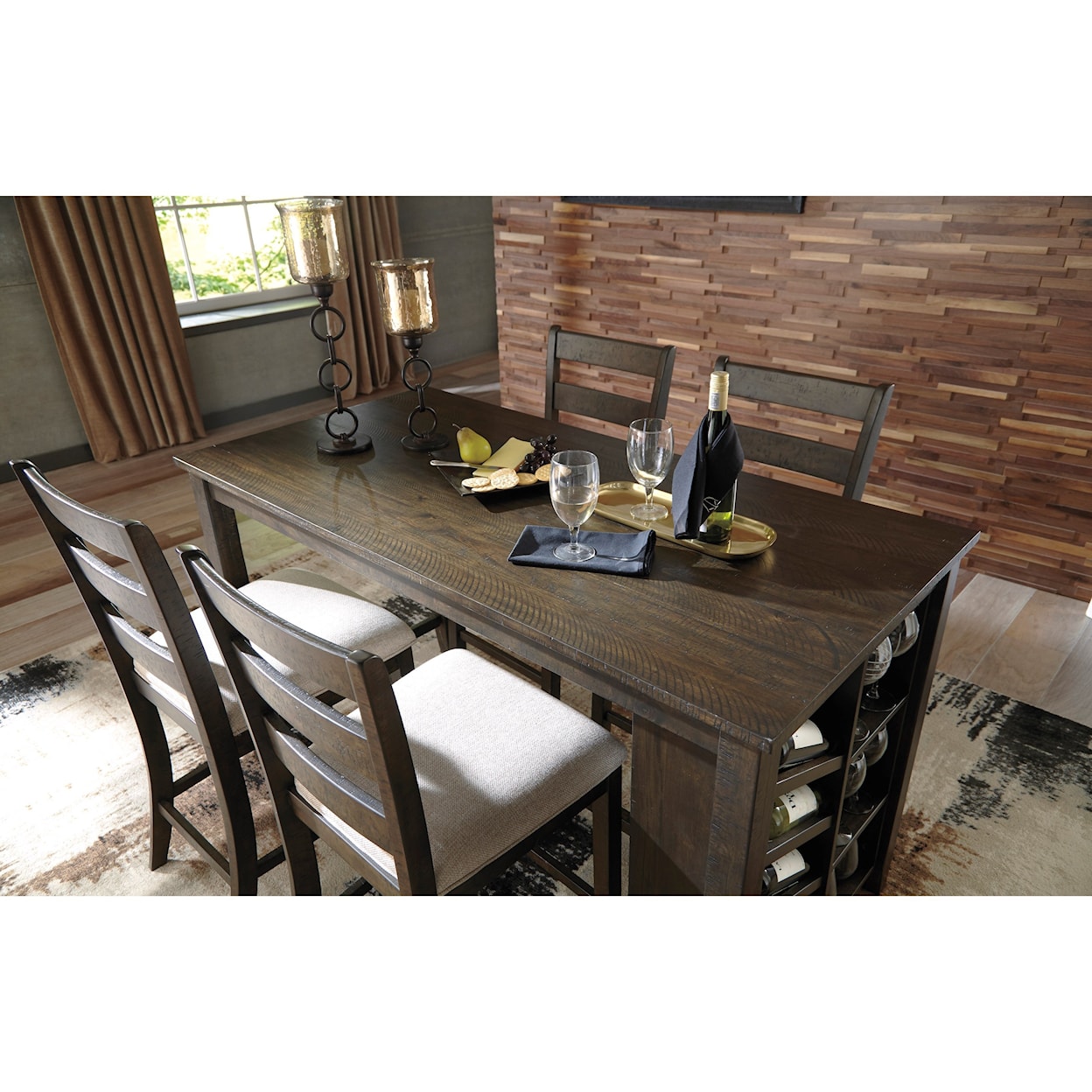 Ashley Furniture Signature Design Rokane Rectangular Counter Table w/ Storage