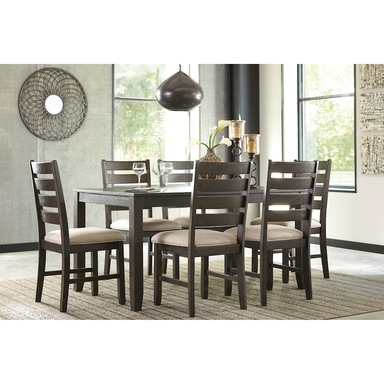 Ashley Signature Design Rokane 7-Piece Dining Room Table Set