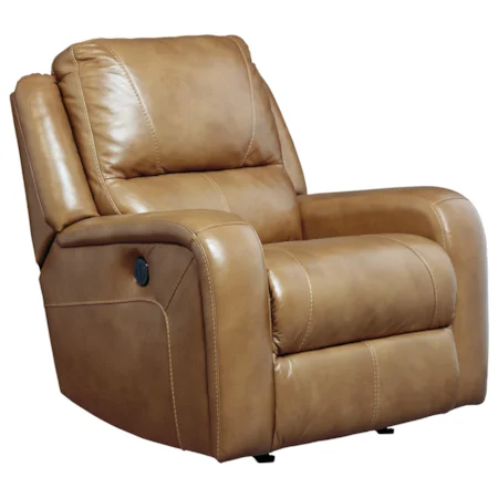 Contemporary Rocker Recliner with Padded Track Arms