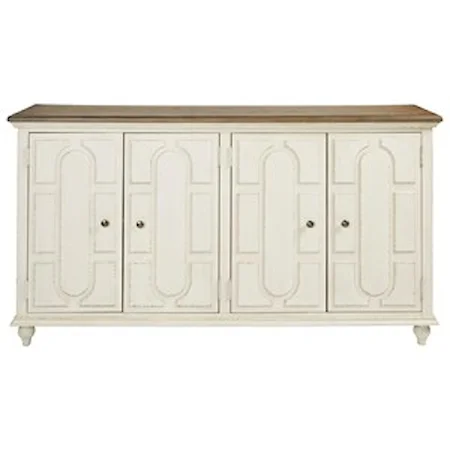 Two-Tone Accent Cabinet in Antique White/Brown Finish