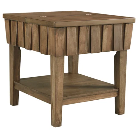 Contemporary Rectangular End Table with Hidden Storage
