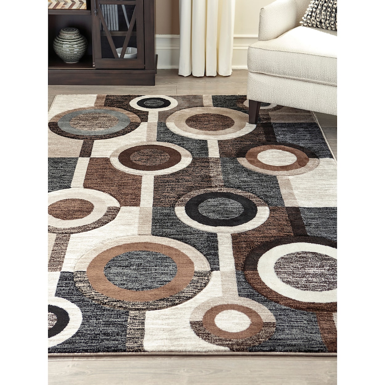 Benchcraft Contemporary Area Rugs Guintte Black/Brown/Cream Large Rug