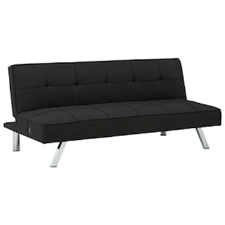 Contemporary Flip Flop Armless Sofa with Angled Metal Legs and USB Charging