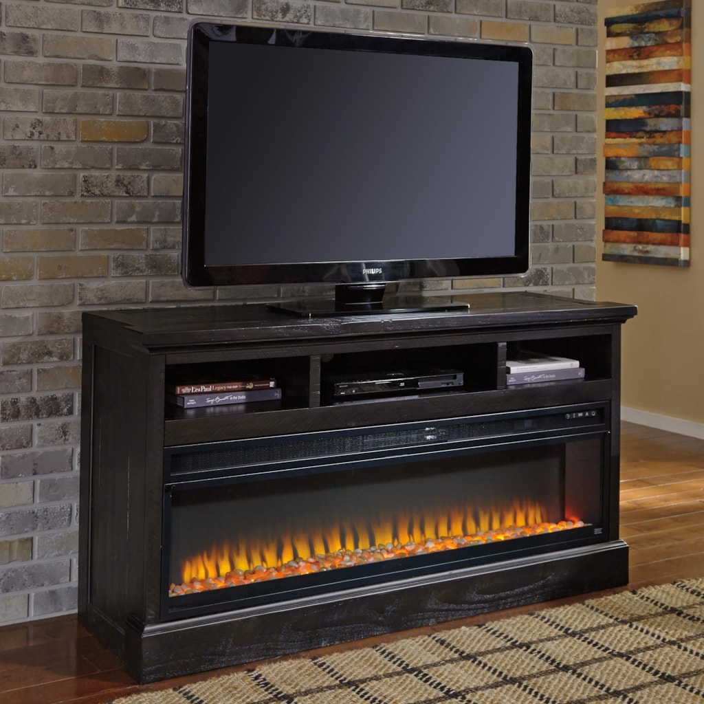 Signature Design by Ashley Sharlowe Large TV Stand with Wide Fireplace Insert | Furniture and ApplianceMart | TV Stands Shop for the Signature Design by Ashley Sharlowe Large TV Stand with Wide Fireplace Insert at Furniture and ApplianceMart - Your Stevens Point