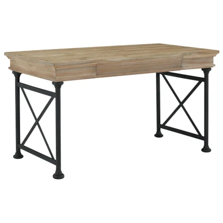 Industrial Style Home Office Large Leg Desk with Distressed Pine Veneer Top