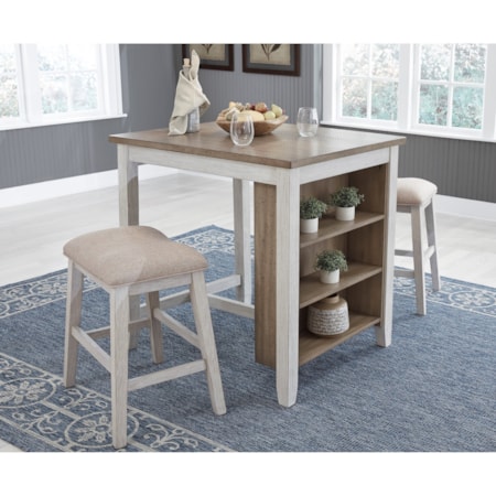 3-Piece Rectangular Counter Table Set
