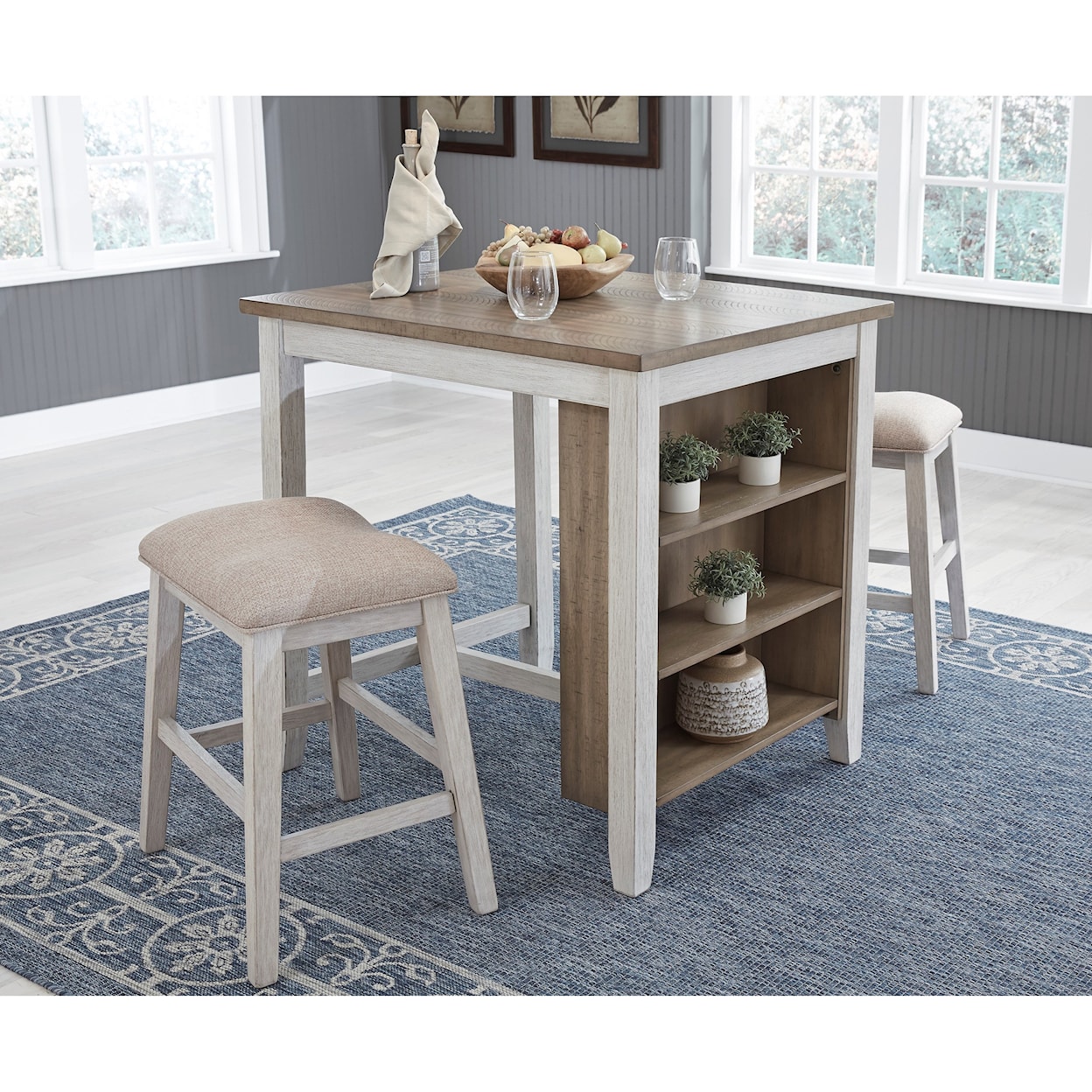 Ashley Furniture Signature Design Skempton 3-Piece Rectangular Counter Table Set