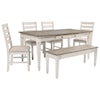 StyleLine  GISELLE CREAM Rect. Dining Table Set w/ Storage & Bench