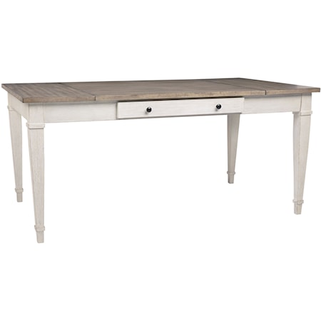 Two-Tone Rect. Dining Room Table w/ Storage Drawers and Hinged Lift Top Storage