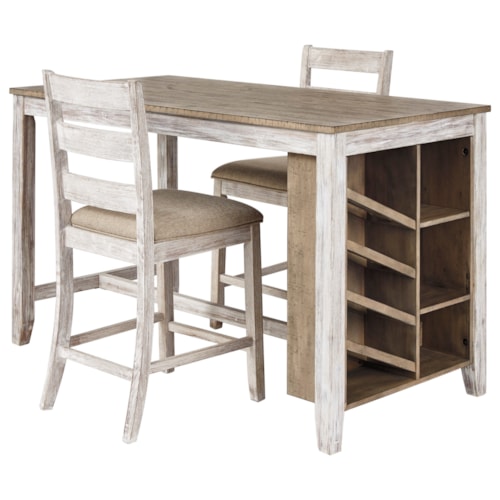 3-Piece Rectangular Counter Table w/ Storage Set