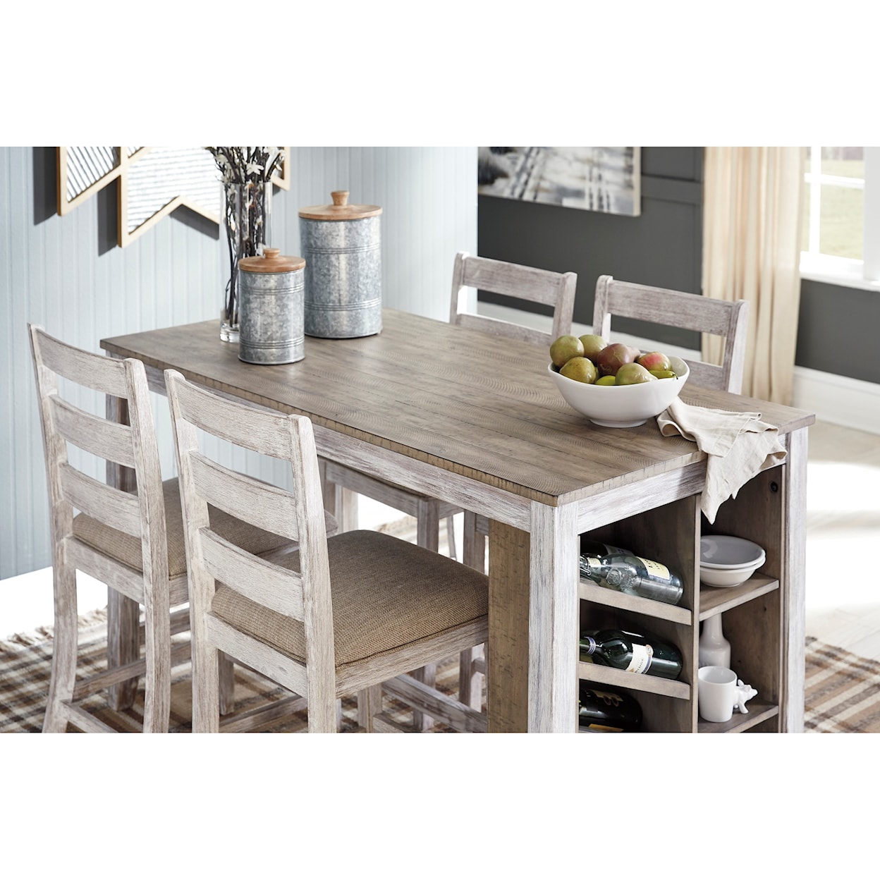 Ashley Signature Design Skempton 5-Piece Rectangular Counter Table Set