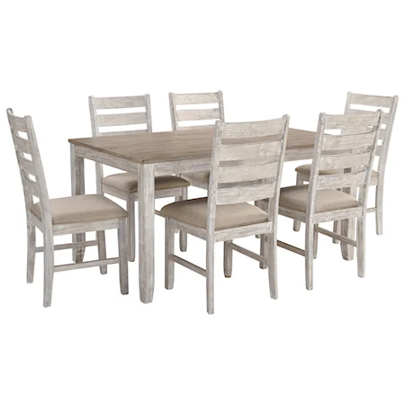Two-Tone 7-Piece Dining Set with Two-Tone Finish