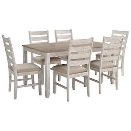 Relaxed Vintage Seven Piece Dining Set with Two-Tone Finish