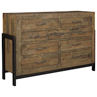 Reclaimed Pine Solid Wood Dresser with Metal Frame
