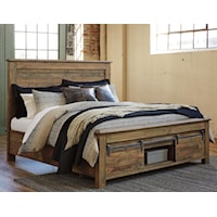 King Panel Storage Bed with Barn Doors