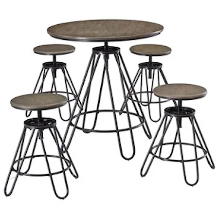 5-Piece Adjustable Height Dining Room Counter Table Set