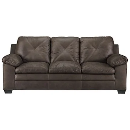Faux Leather Sofa with X-Back Stitching