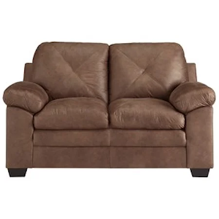 Faux Leather Loveseat with X-Back Stitching