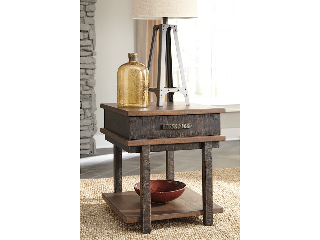 Signature Design by Ashley Stanah Rectangular End Table with Drawer ...