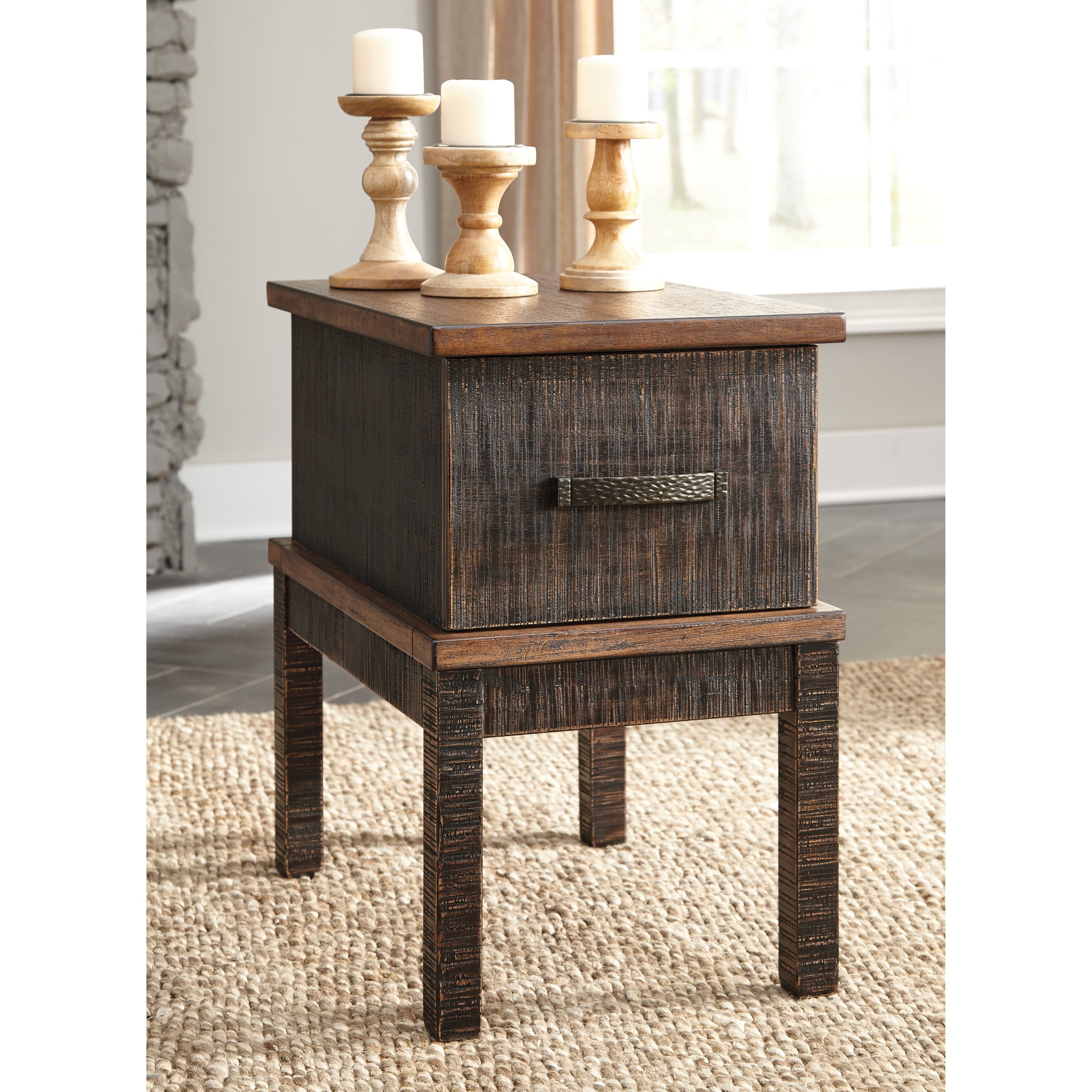 Ashley Signature Design Stanah T8927 Chair Side End Table with Built
