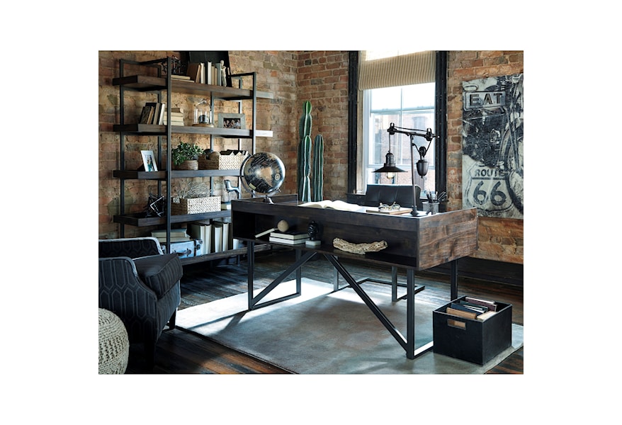 Starmore Modern Rustic/Industrial Home Office Desk with Steel Base |  Belfort Furniture | Desk - Table Desks