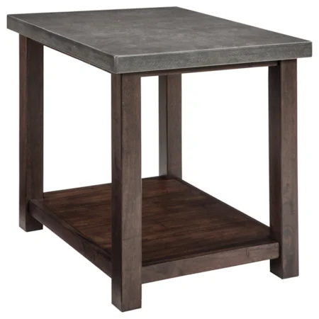 Chair Side End Table with Cast Cement Top